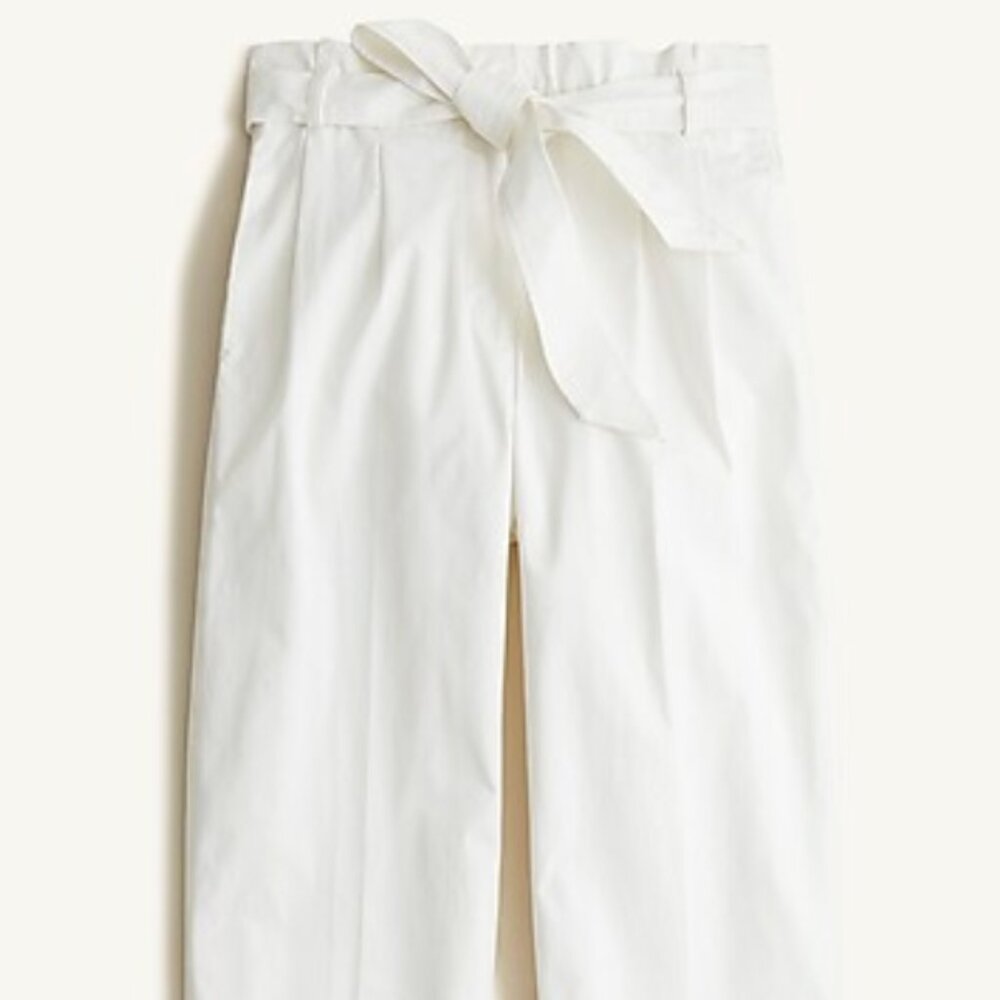 J. Crew Tie-waist Ripstock Cotton Pant in White, size 8